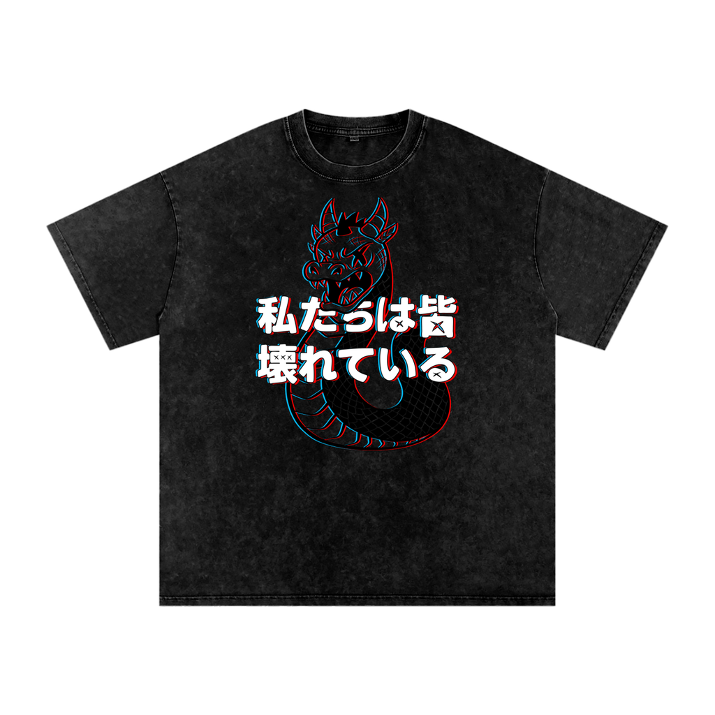 3D DRAGON SNOW WASHED T-SHIRT