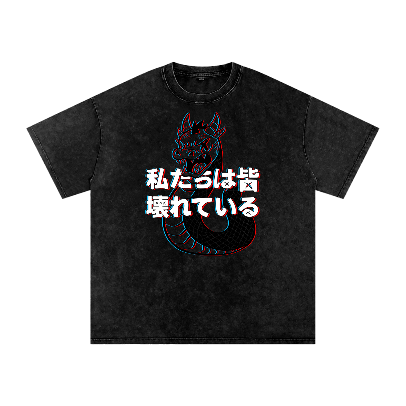 3D DRAGON SNOW WASHED T-SHIRT