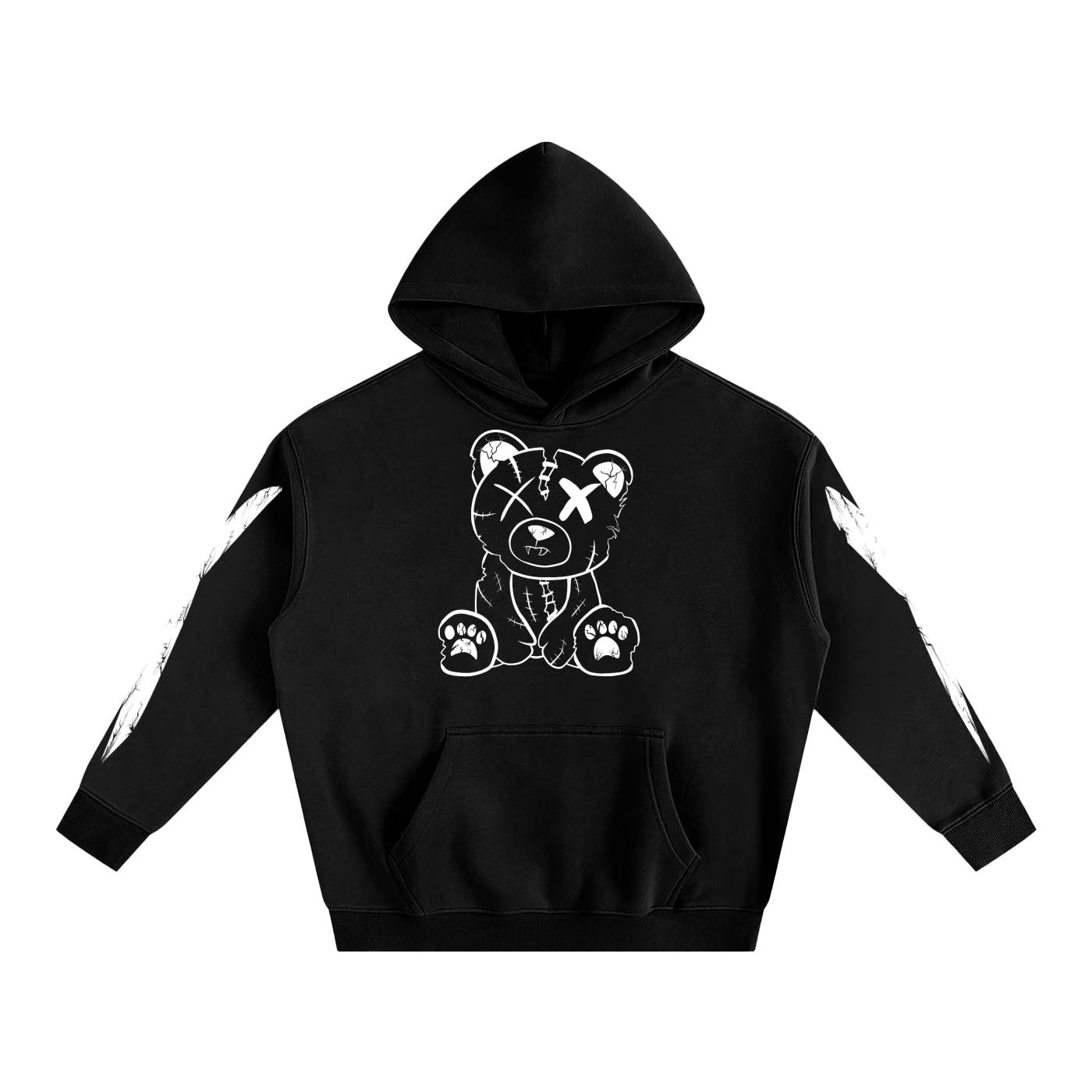 INVERSE CRACKED BEAR FLEECED HOODIE